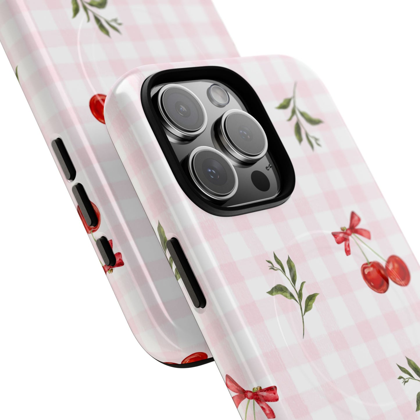 Cherry Pink Plaid MagSafe iPhone Case
