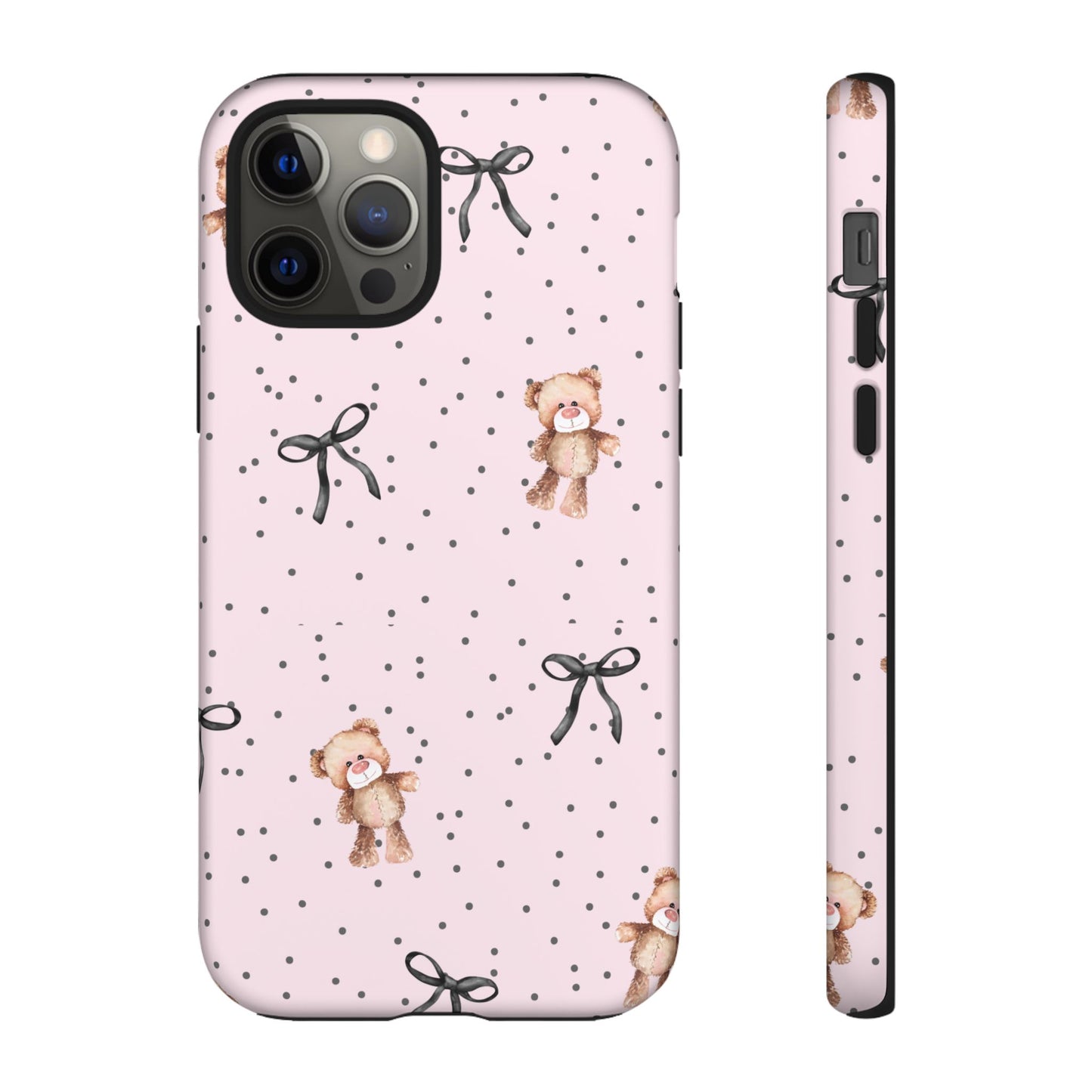 Teddy Bear Black Bow Pink Phone Case