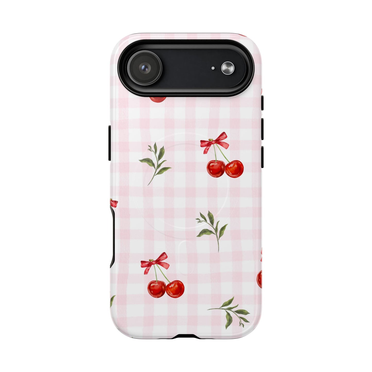 Cherry Pink Plaid MagSafe iPhone Case