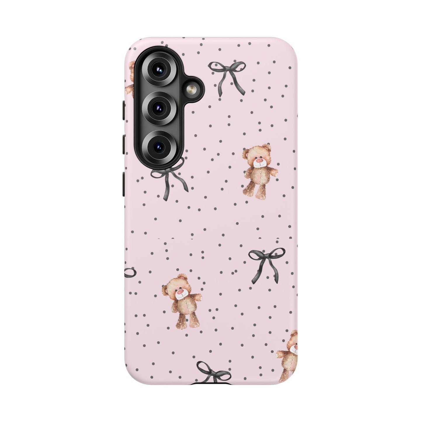 Teddy Bear Black Bow Pink Phone Case