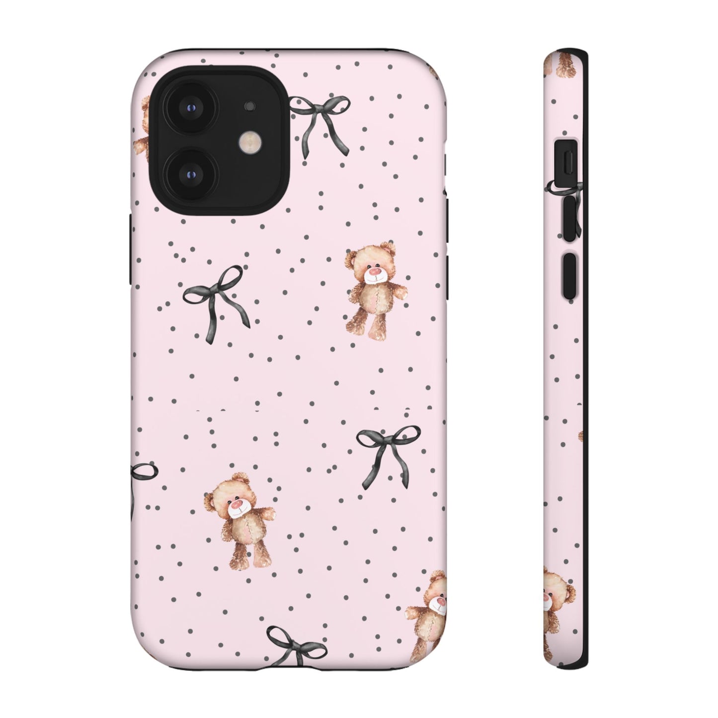 Teddy Bear Black Bow Pink Phone Case