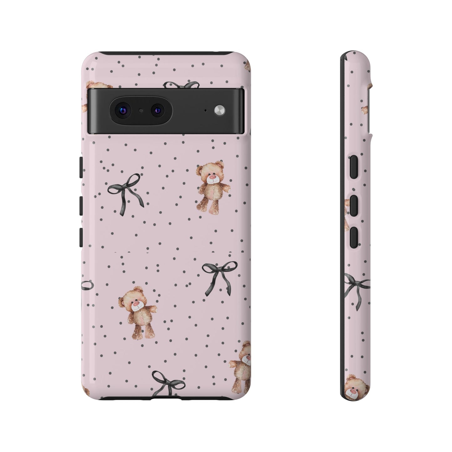 Teddy Bear Black Bow Pink Phone Case