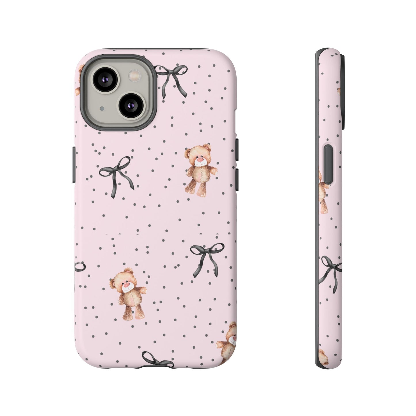 Teddy Bear Black Bow Pink Phone Case
