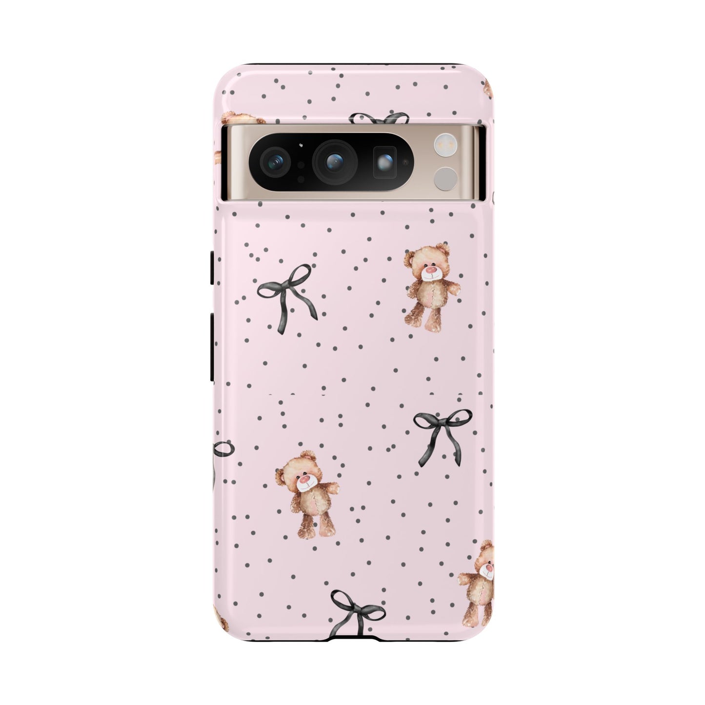 Teddy Bear Black Bow Pink Phone Case