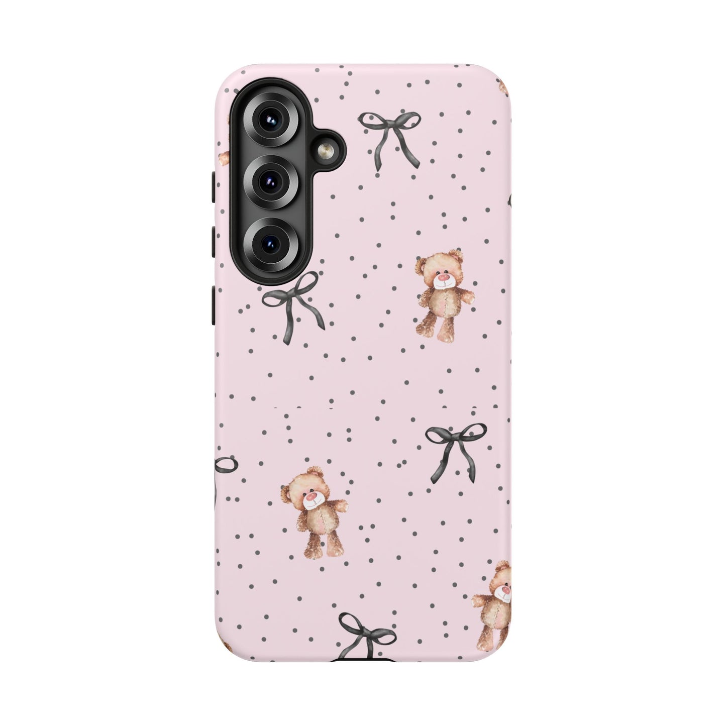Teddy Bear Black Bow Pink Phone Case