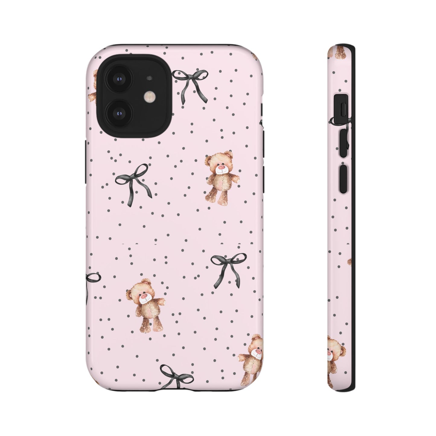 Teddy Bear Black Bow Pink Phone Case