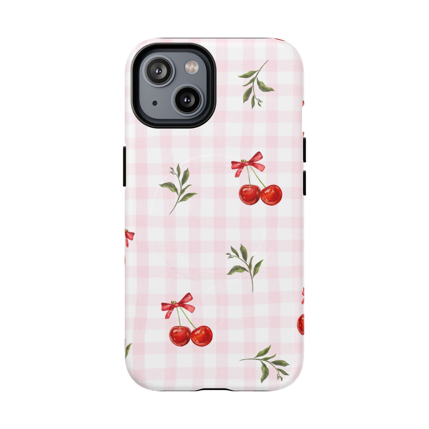 Cherry Pink Plaid MagSafe iPhone Case