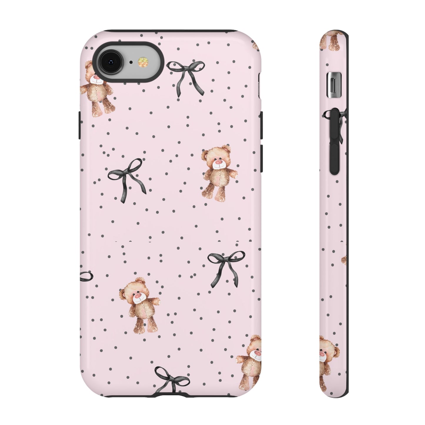 Teddy Bear Black Bow Pink Phone Case