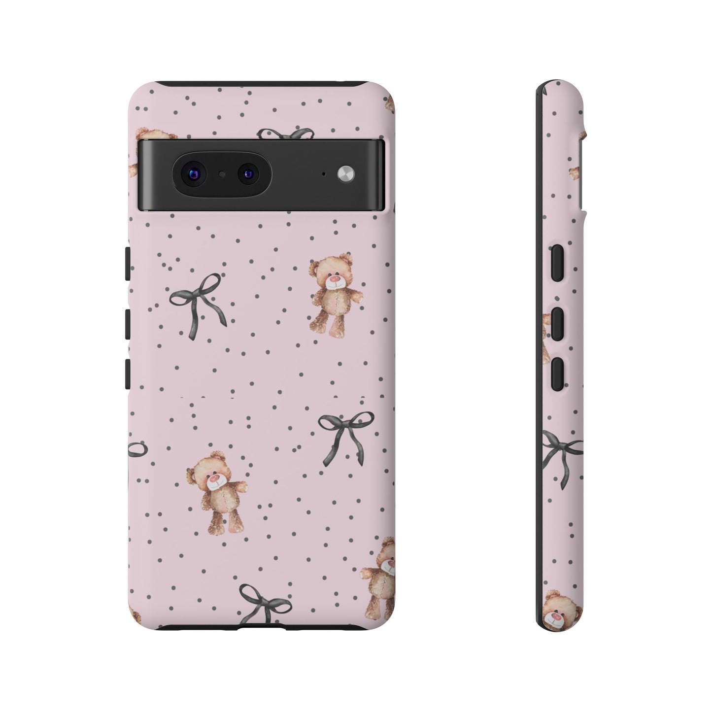 Teddy Bear Black Bow Pink Phone Case