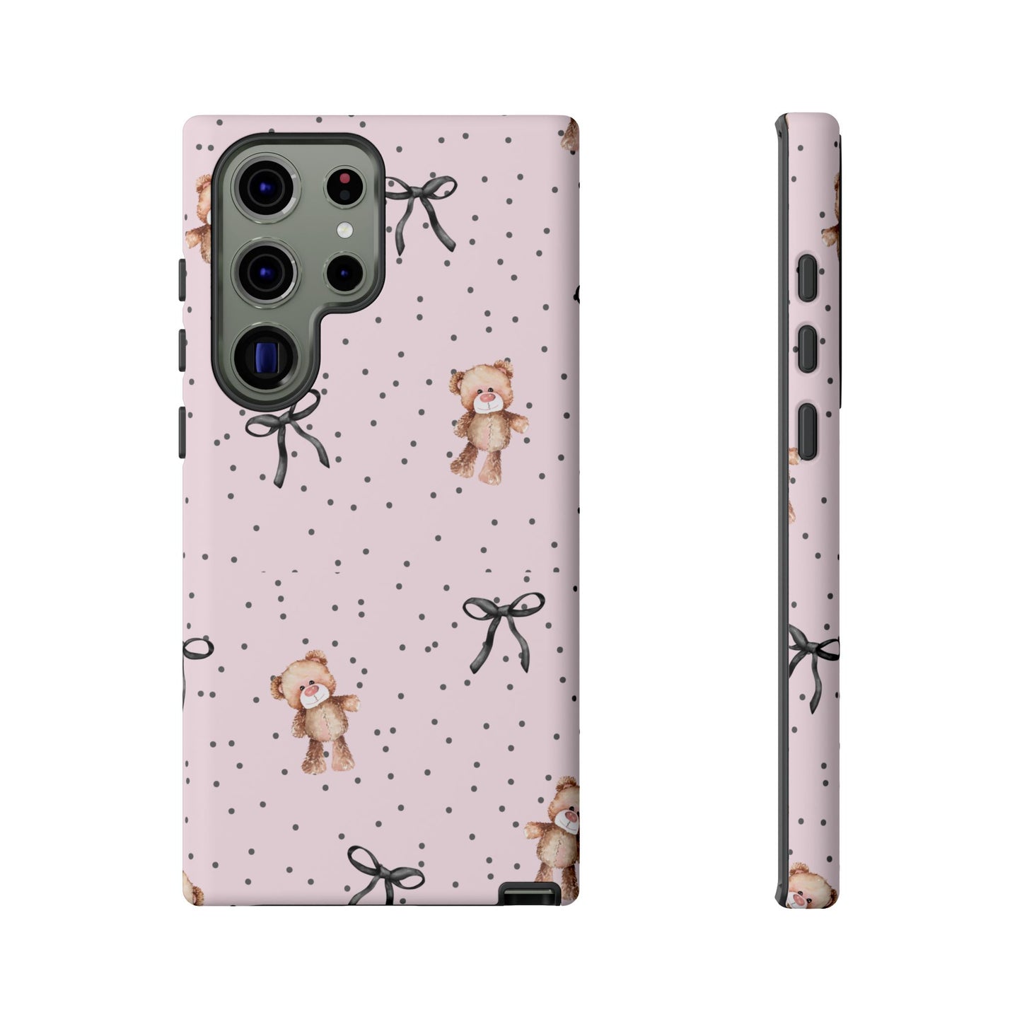 Teddy Bear Black Bow Pink Phone Case