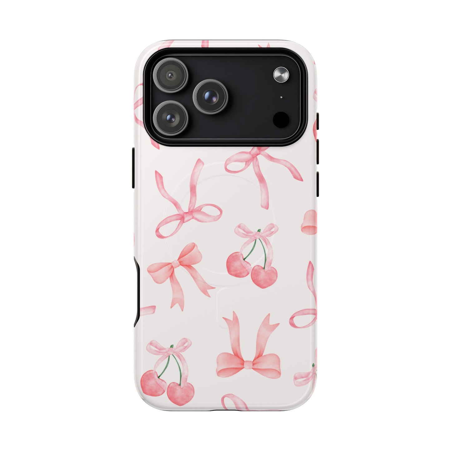 Pink Cherry Bow MagSafe iPhone Case