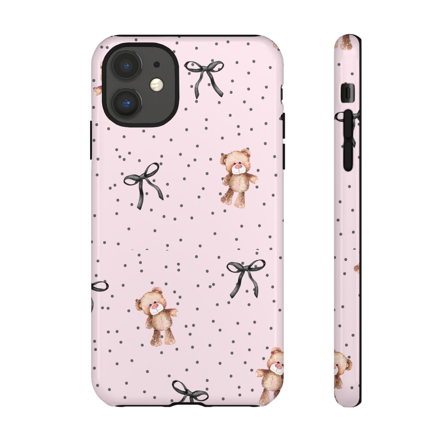 Teddy Bear Black Bow Pink Phone Case