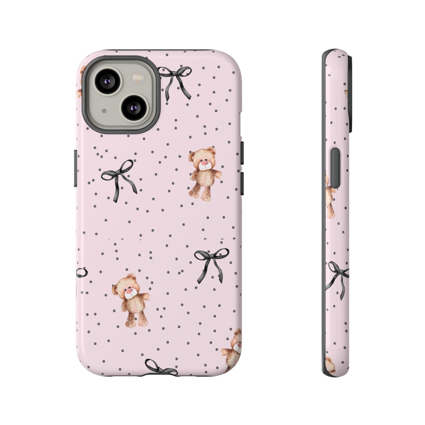 Teddy Bear Black Bow Pink Phone Case