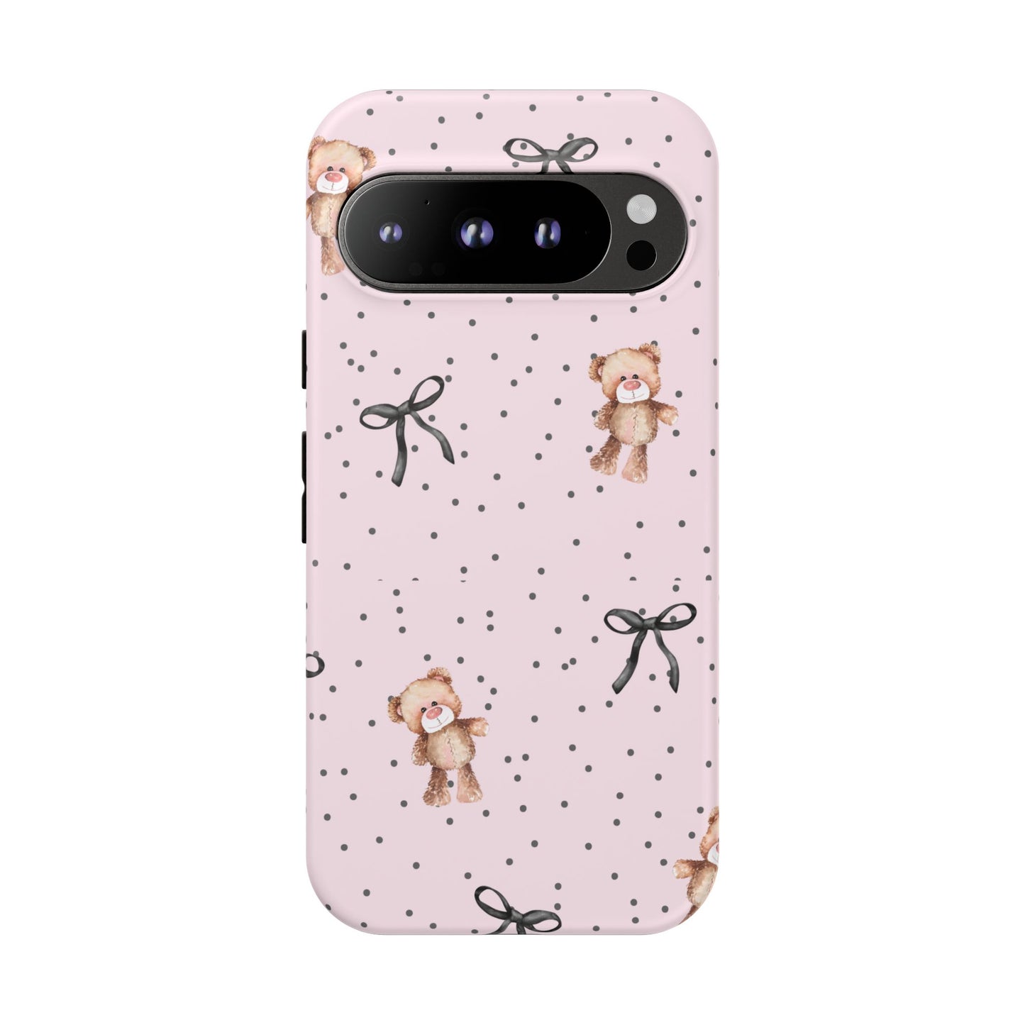 Teddy Bear Black Bow Pink Phone Case