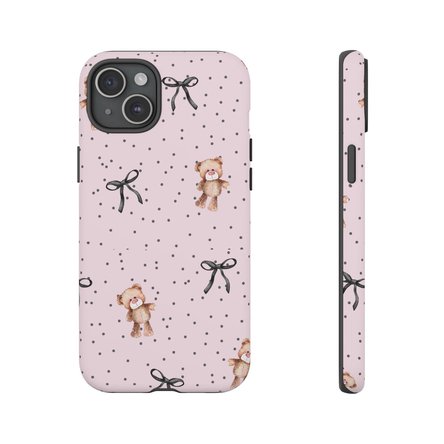 Teddy Bear Black Bow Pink Phone Case