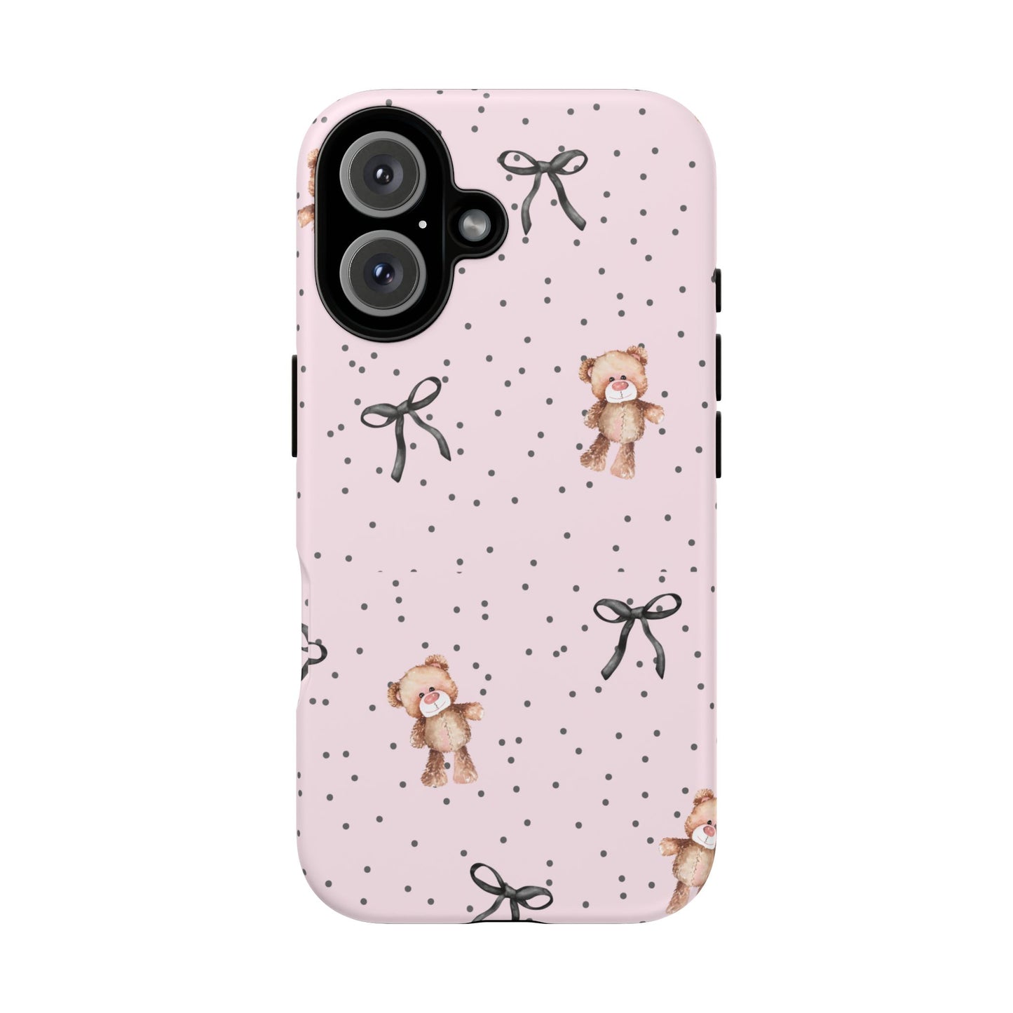 Teddy Bear Black Bow Pink Phone Case