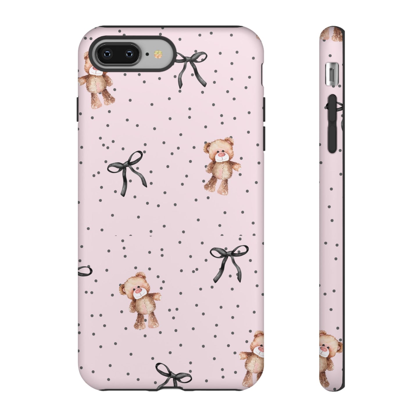Teddy Bear Black Bow Pink Phone Case
