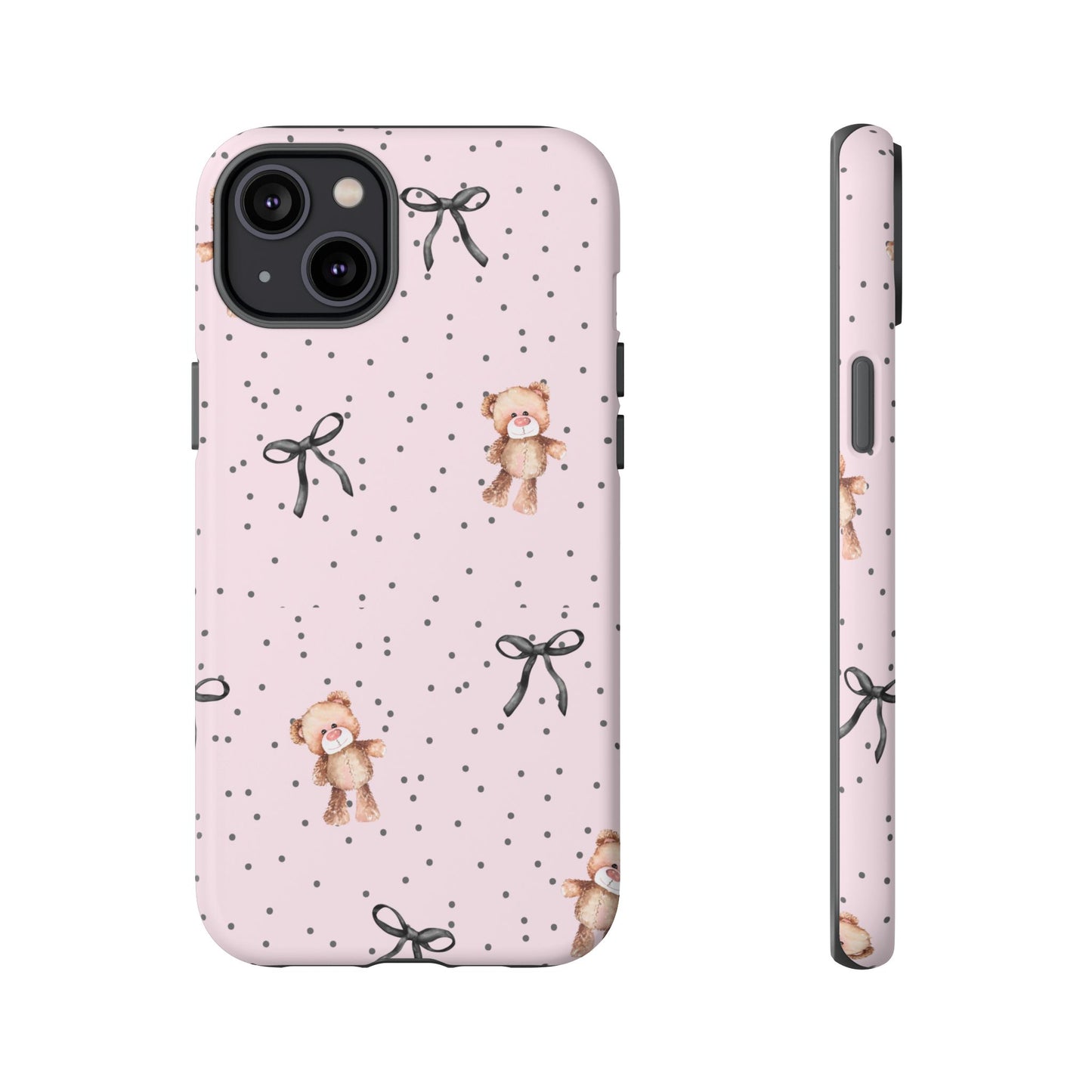 Teddy Bear Black Bow Pink Phone Case