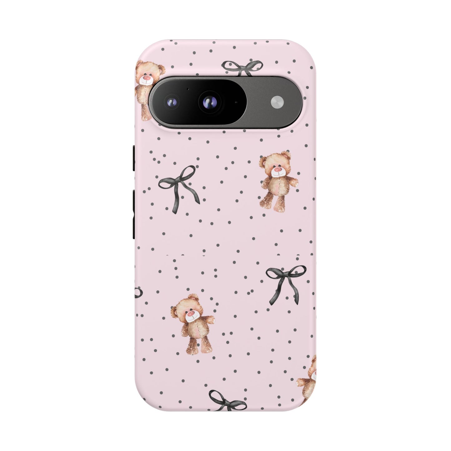 Teddy Bear Black Bow Pink Phone Case