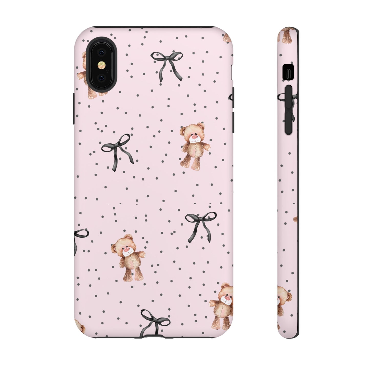 Teddy Bear Black Bow Pink Phone Case