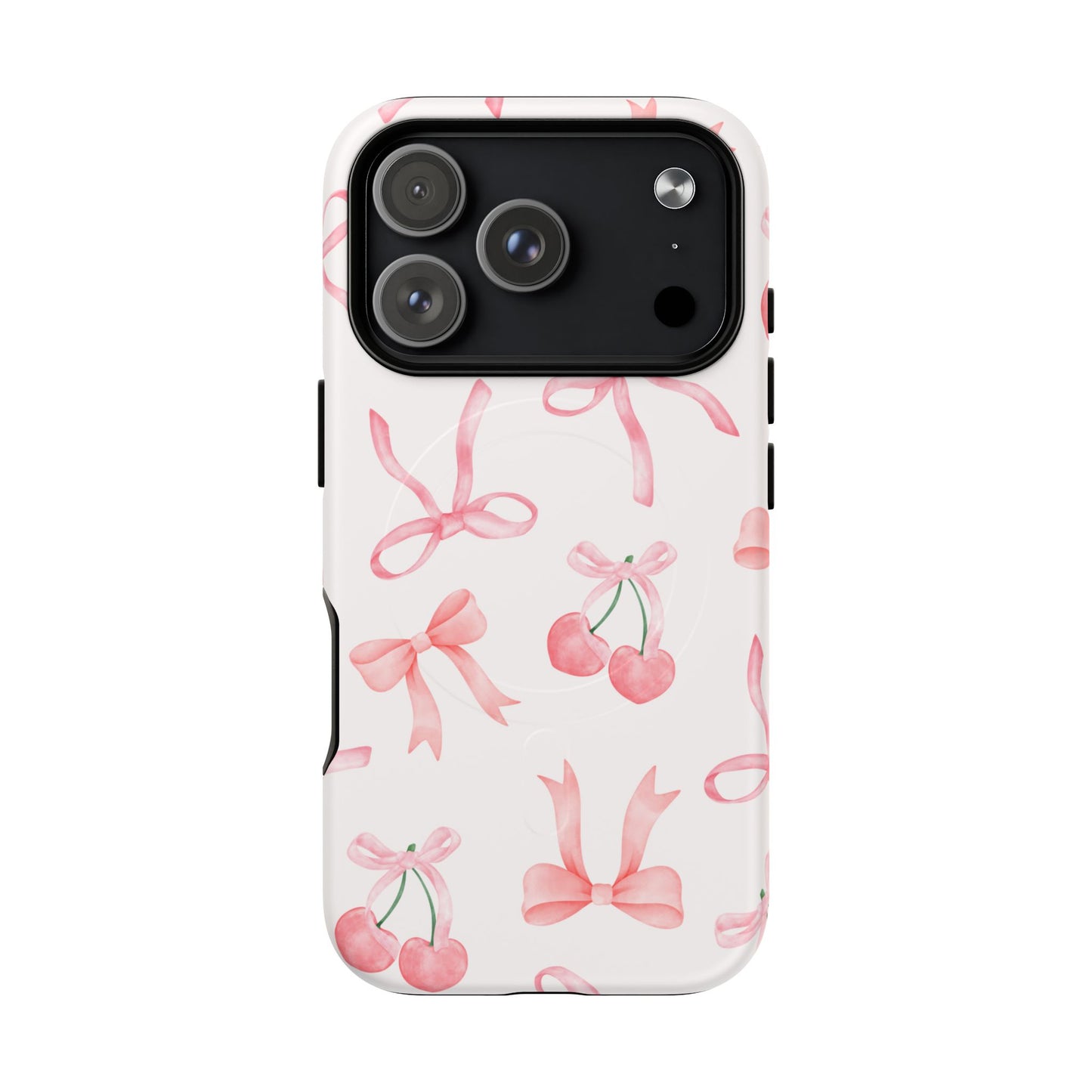 Pink Cherry Bow MagSafe iPhone Case