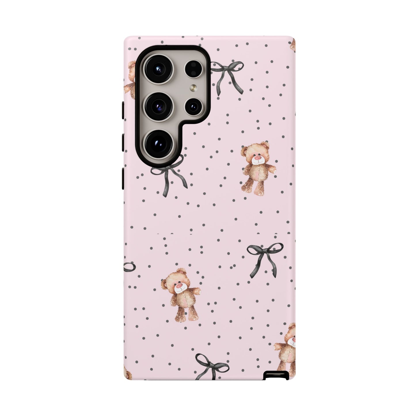 Teddy Bear Black Bow Pink Phone Case