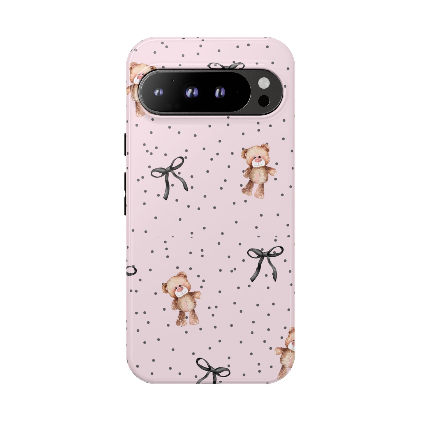 Teddy Bear Black Bow Pink Phone Case