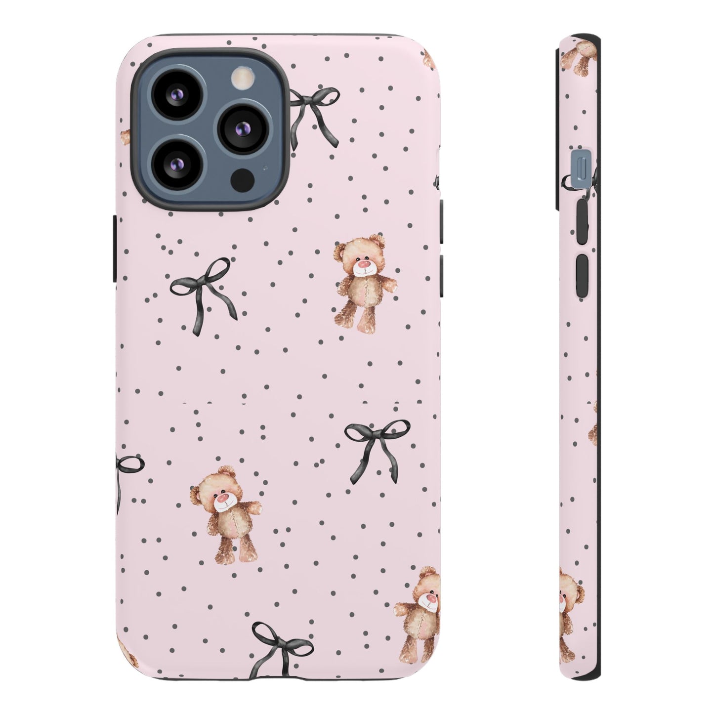Teddy Bear Black Bow Pink Phone Case