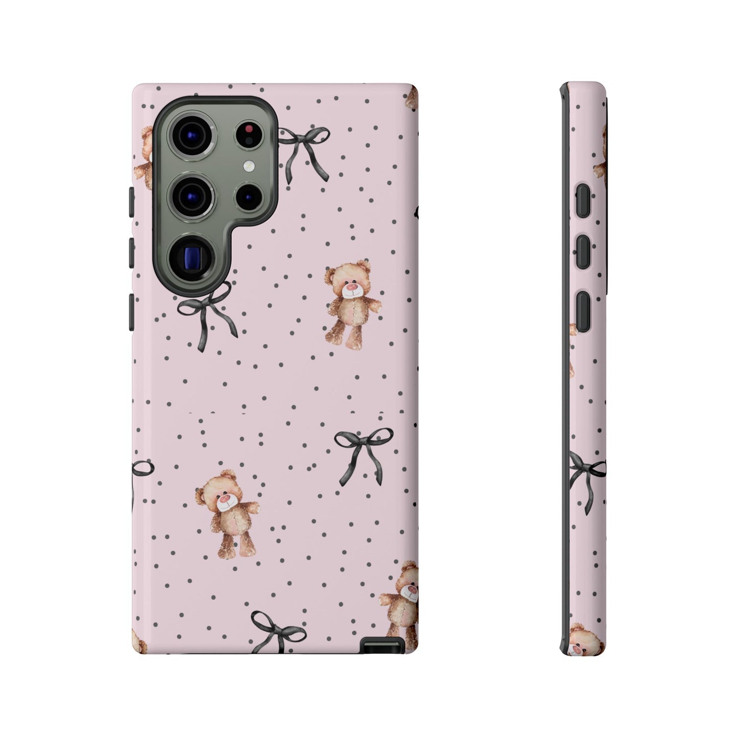 Teddy Bear Black Bow Pink Phone Case